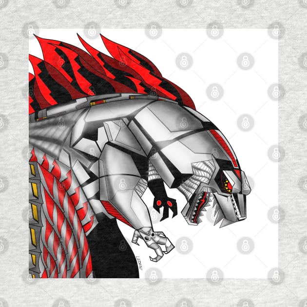 mechagodzilla gojira ecopop kaiju beast in cyber art by jorge_lebeau